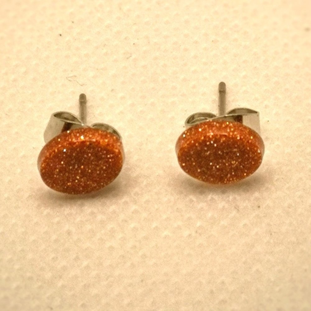 Small Oval Sun Stone Studs